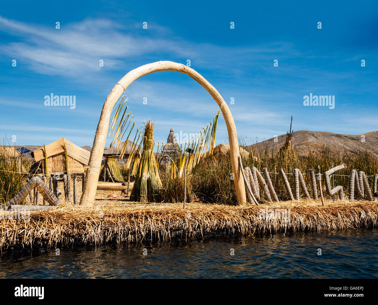 - Îles flottantes Uros, Titicaca, Pérou Banque D'Images