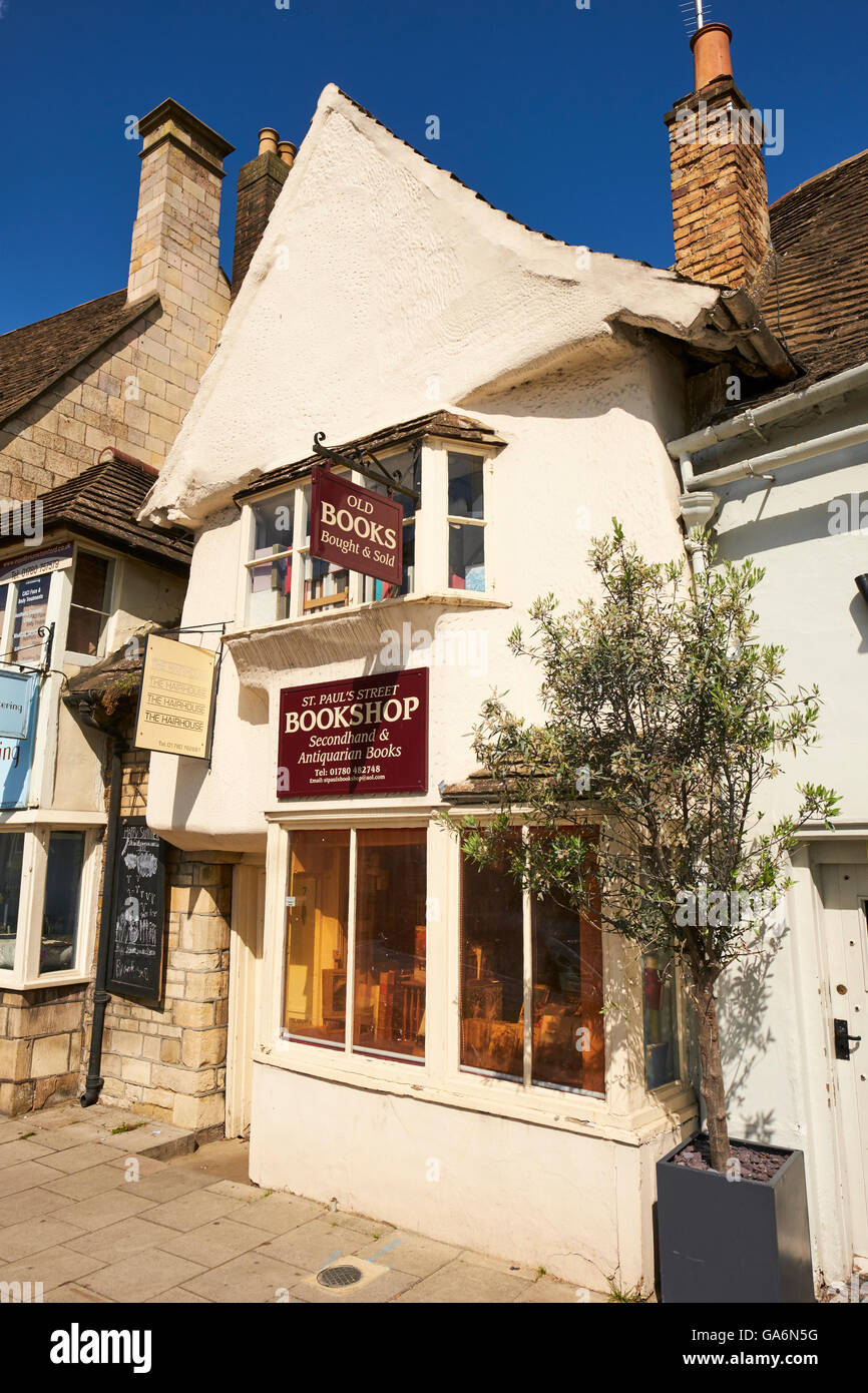 Une librairie qui commerce en deuxième main et de Livres Anciens St Paul's Street Stamford Lincolnshire UK Banque D'Images
