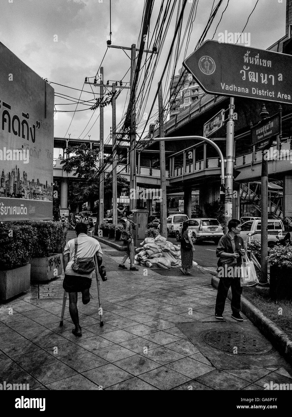 Mendiant dans les rues de Bangkok en Thaïlande Banque D'Images