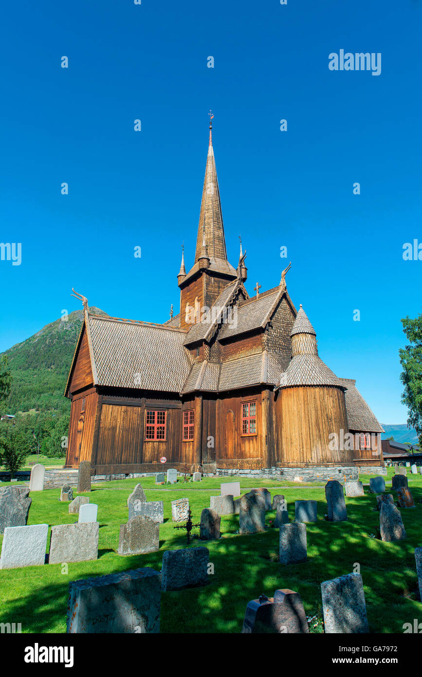 Stabkirche Lom, LOM de l'Église Banque D'Images