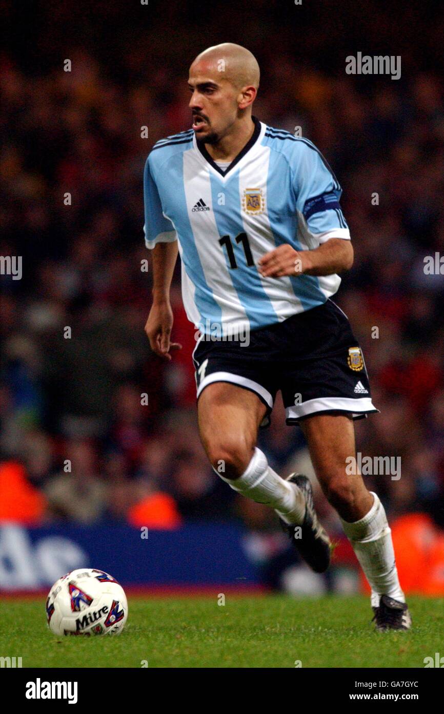 Football international - amical - pays de Galles / Argentine. Juan Sebastian Veron, Argentine Banque D'Images