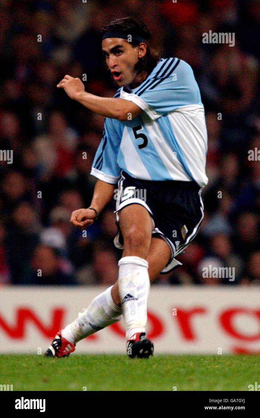 Football international - amical - pays de Galles / Argentine. Claudio Hussain, Argentine Banque D'Images