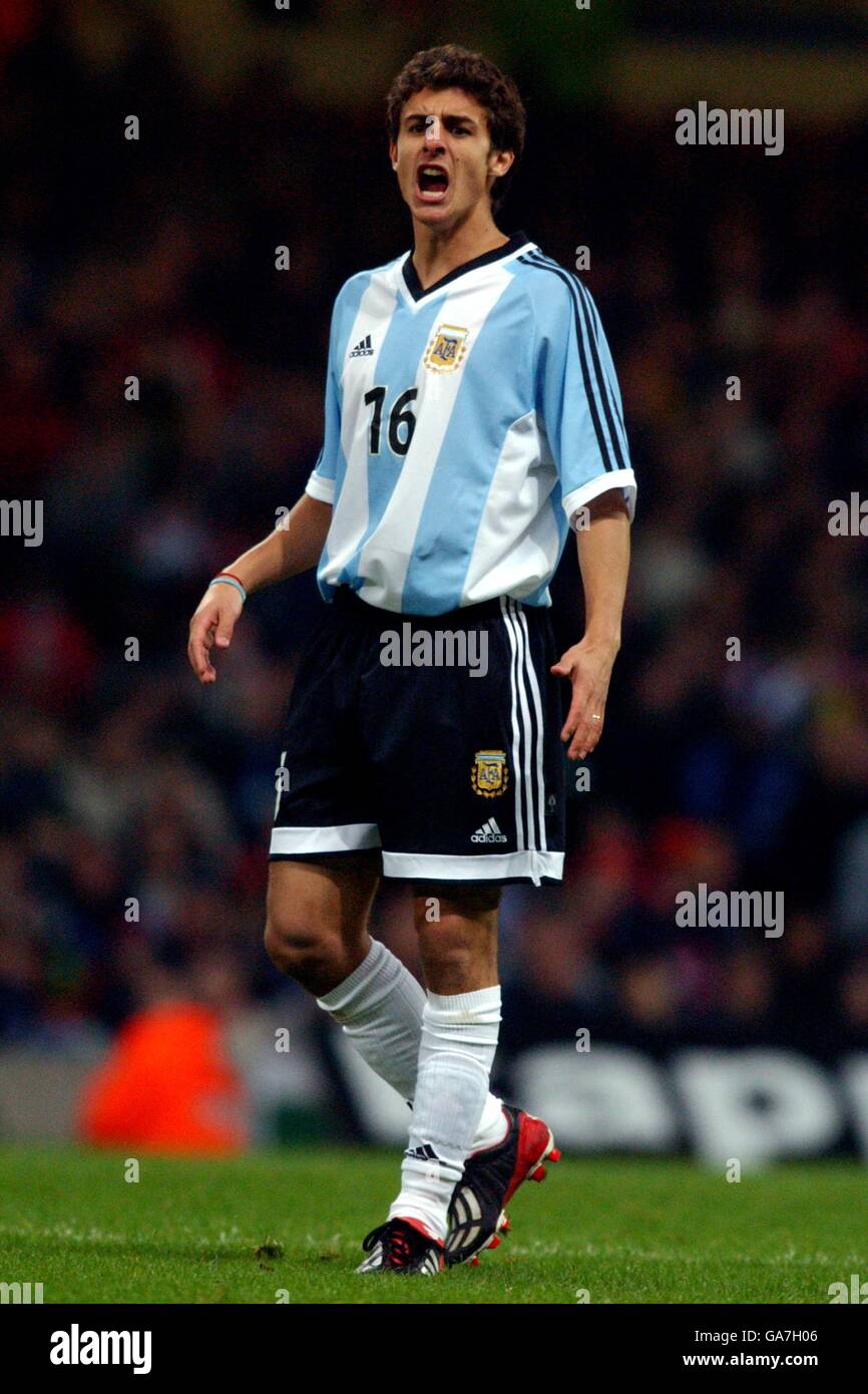Football international - amical - pays de Galles / Argentine. Pablo Aimar, Argentine Banque D'Images
