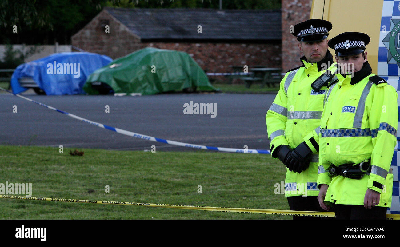 Garçon tourné à Liverpool.La scène à Croxteth, Liverpool, après l'âge de 11 ans Rhys Jones a été abattu. Banque D'Images