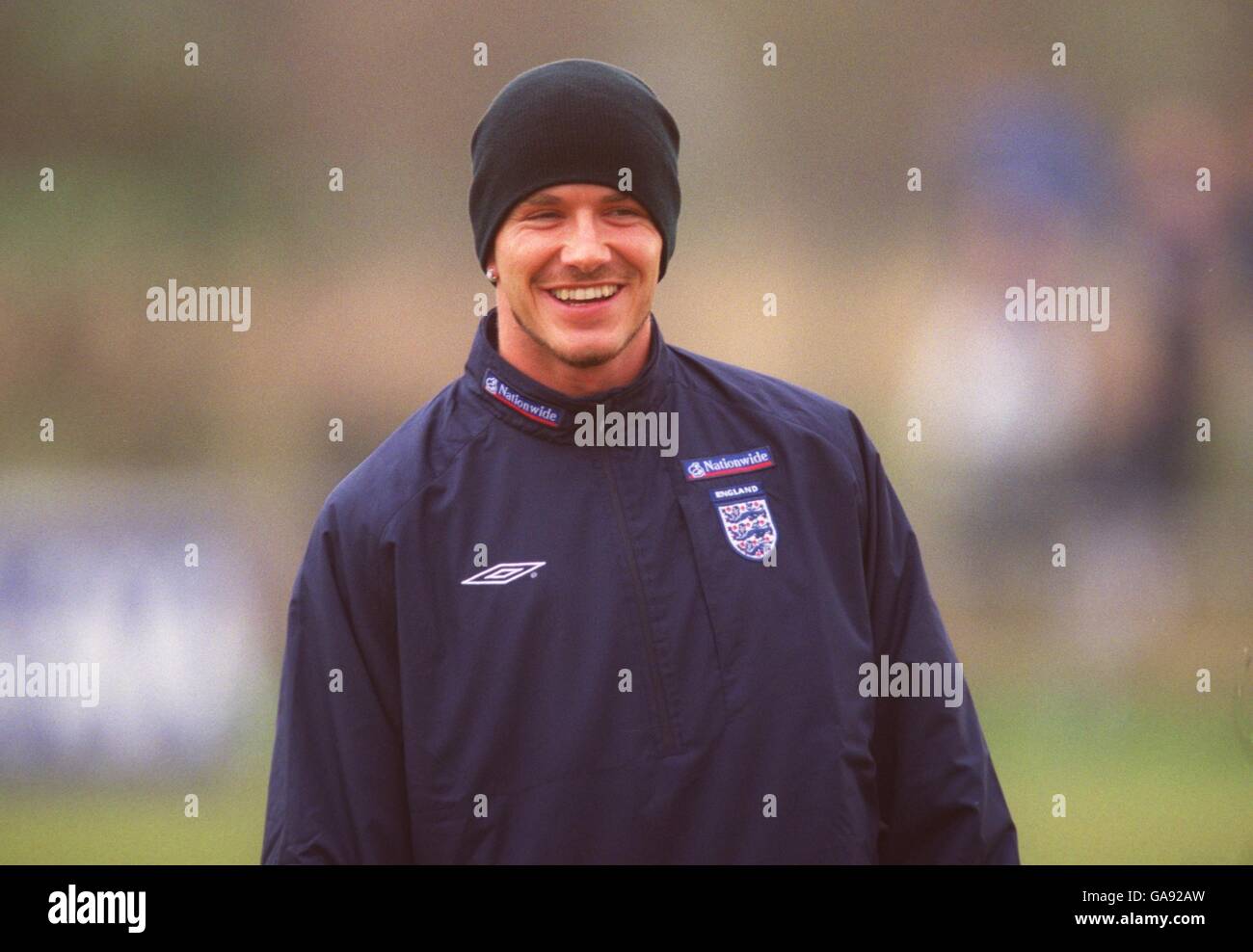 Football international - entraînement en Angleterre. David Beckham à l'entraînement d'Angleterre d'aujourd'hui Banque D'Images