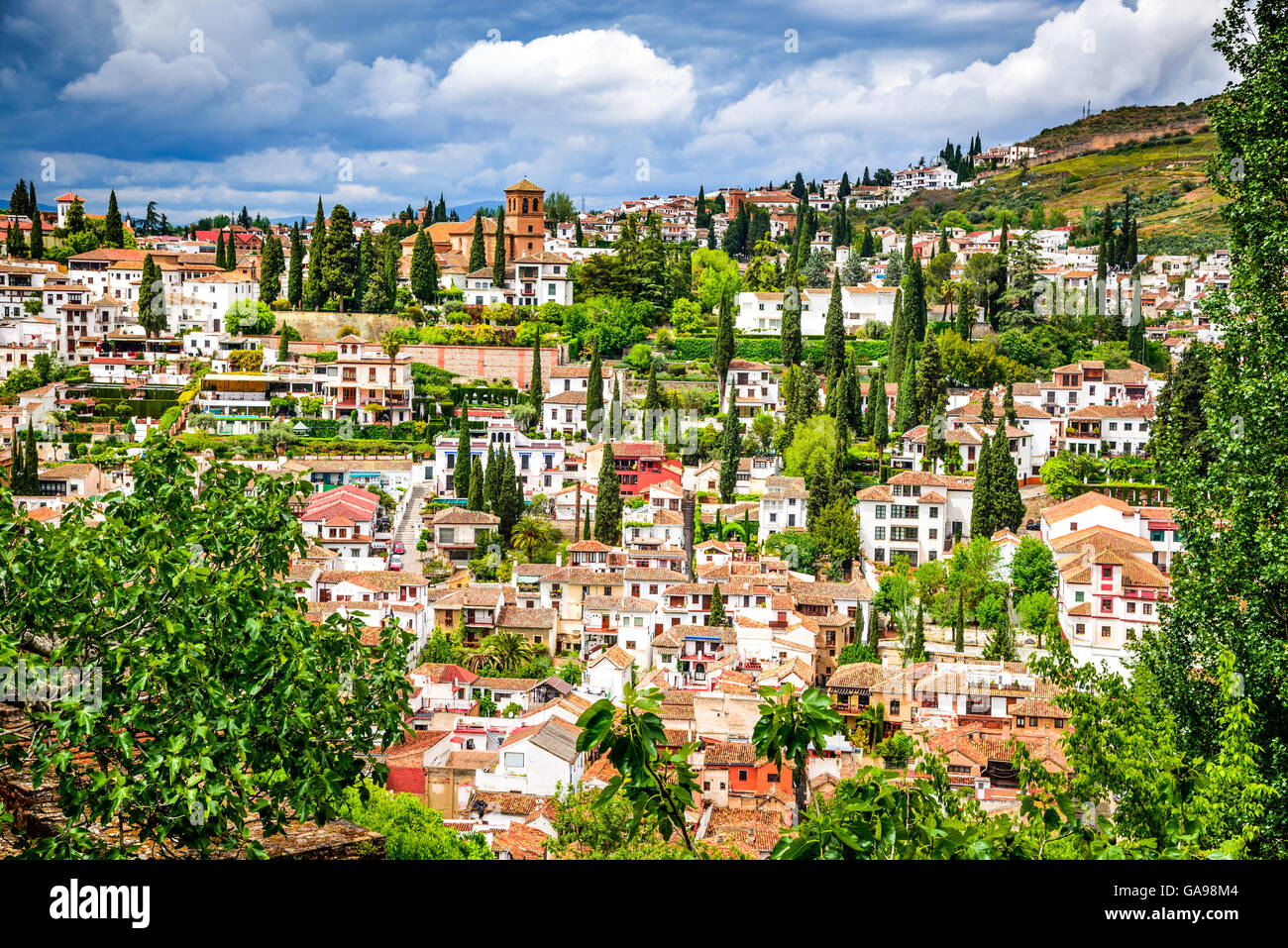 Granada, Espagne - Albaicin quartier médiéval maure, architecture arabe traditionnelle de l'Andalousie Banque D'Images