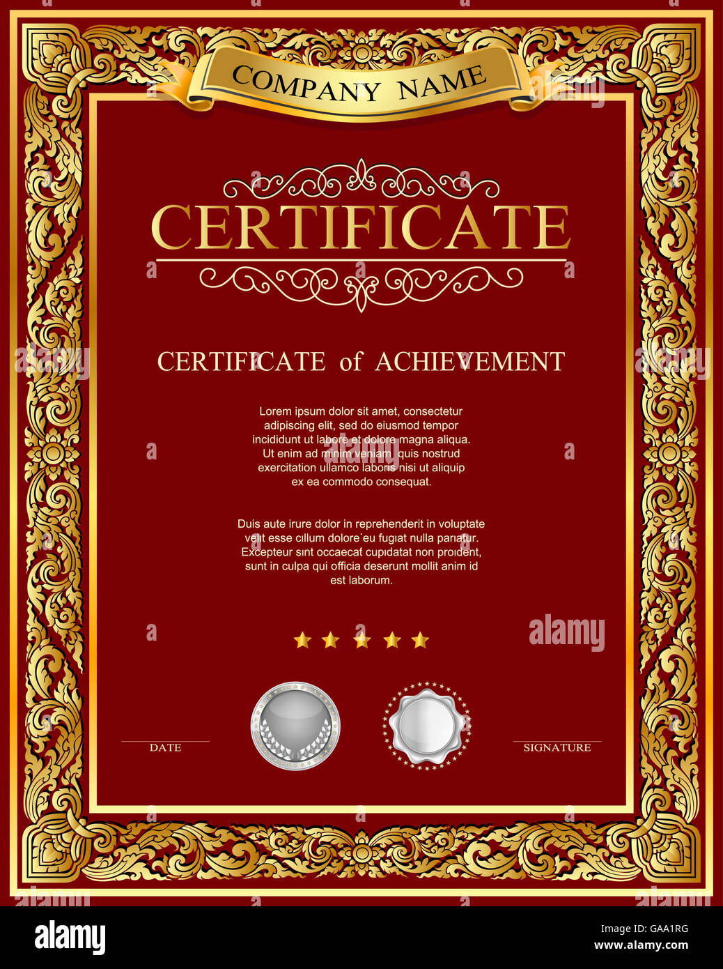 Vintage fond d'or, cadre de style ancien, Ornement victorien, belle brochure, d'un certificat, l'attribution de ce diplôme, mise en page et Banque D'Images