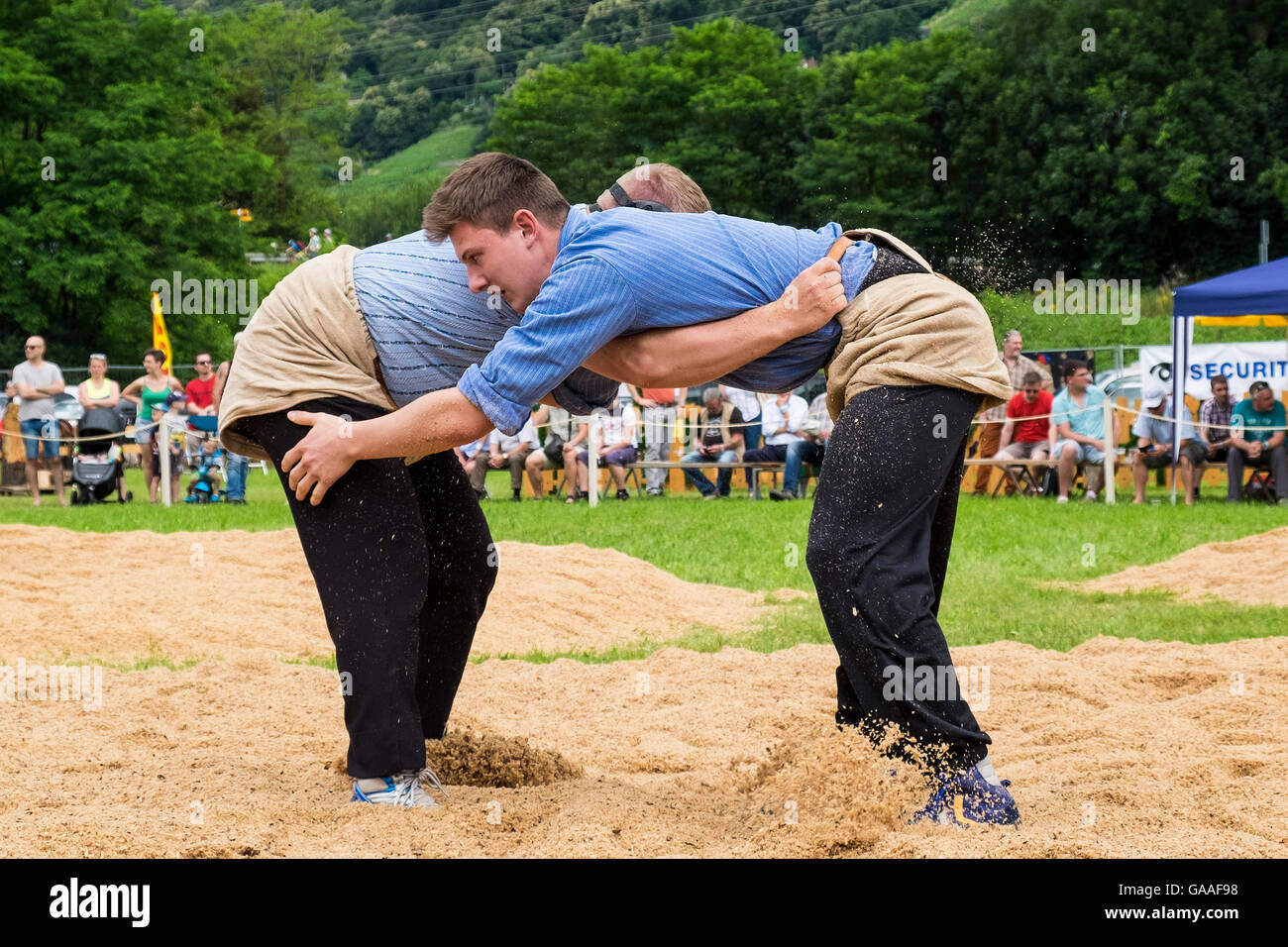 La Suisse, le Canton du Tessin, Gudo, Swiss wrestling Banque D'Images