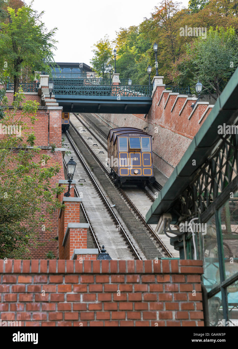 La colline du château de Budapest, Hongrie funiculaire Banque D'Images