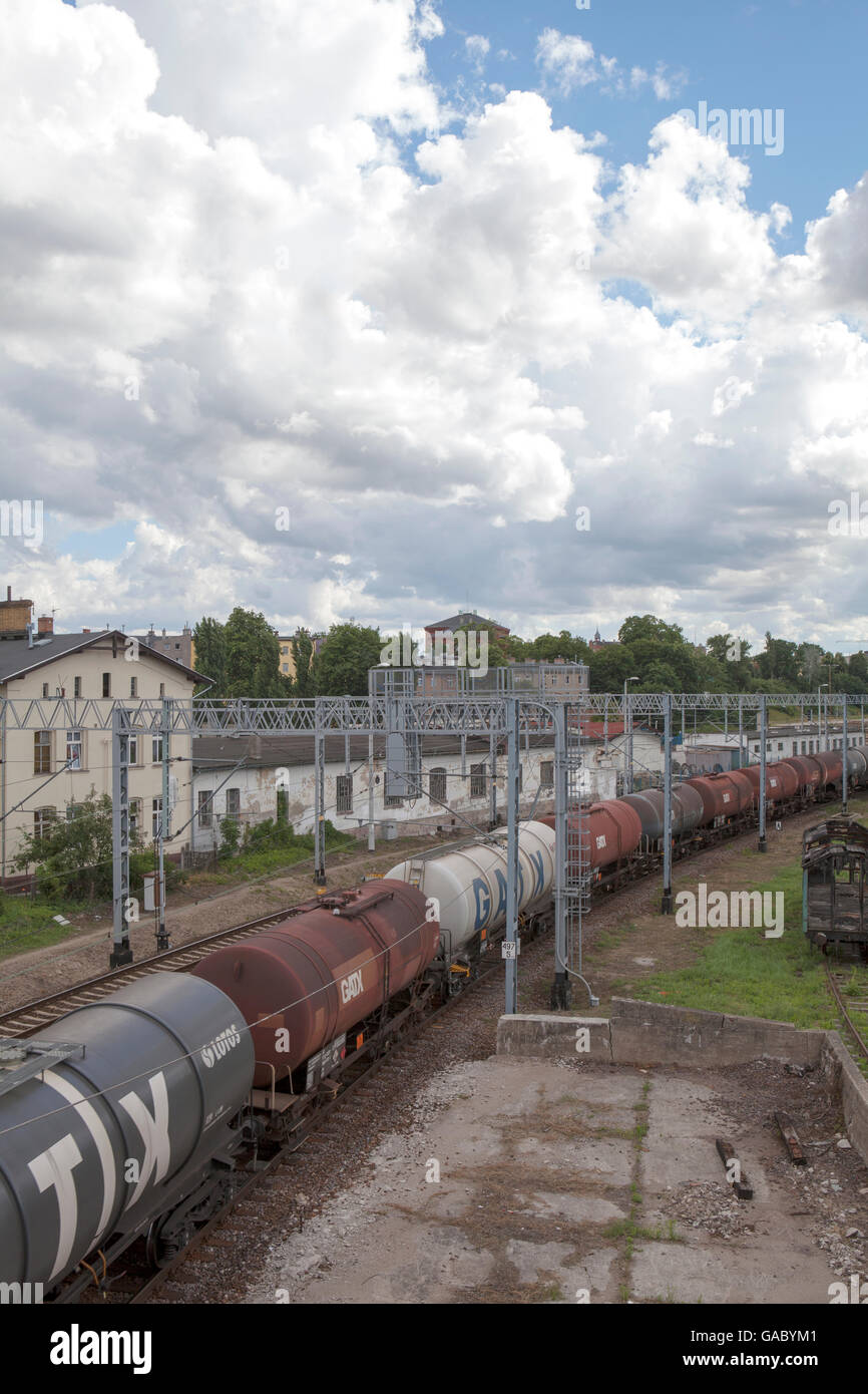 Un train transportant du gaz dans la région de Gdynia, Pologne Banque D'Images