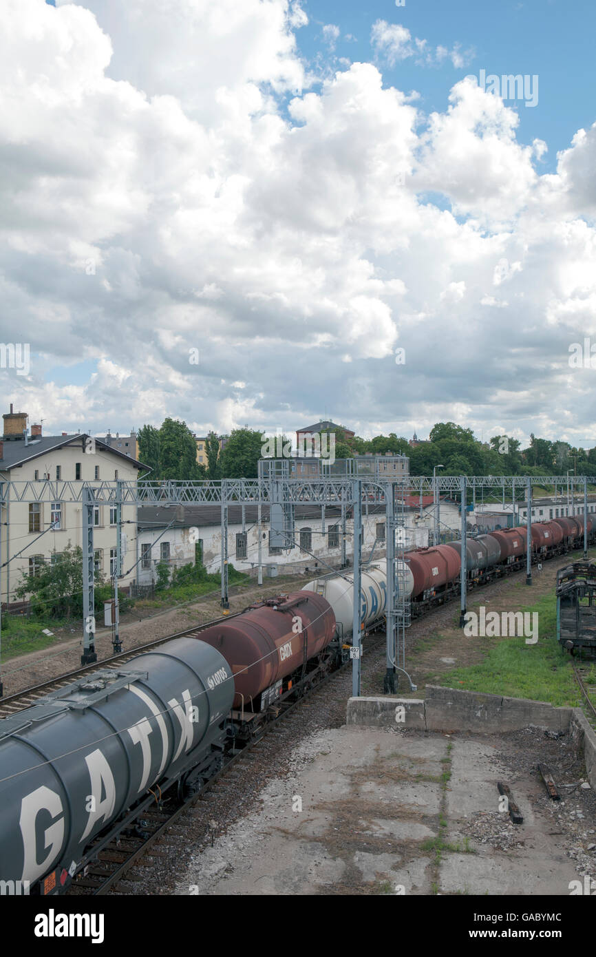 Un train transportant du gaz dans la région de Gdynia, Pologne Banque D'Images