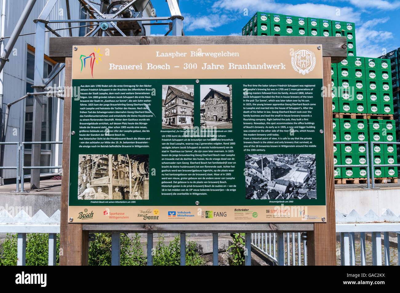 L'information à la brasserie Bosch à Bad Laasphe, Rhénanie du Nord-Westphalie, Allemagne, Europe. Banque D'Images