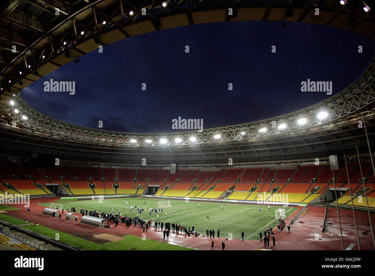 Une vue générale de l'équipe d'Angleterre lors d'une séance d'entraînement au stade Luzhniki, Moscou, Russie. Banque D'Images