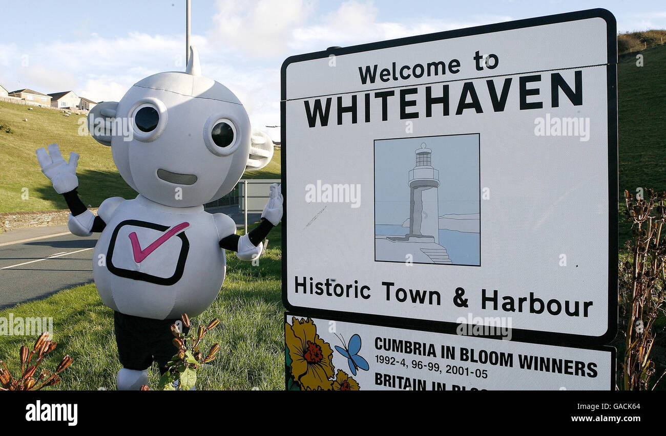 Chiffre al lors du passage au numérique dans Whitehaven. La ville de Cumbrian est la première au Royaume-Uni à se désactiver de l'émetteur analogique. Banque D'Images