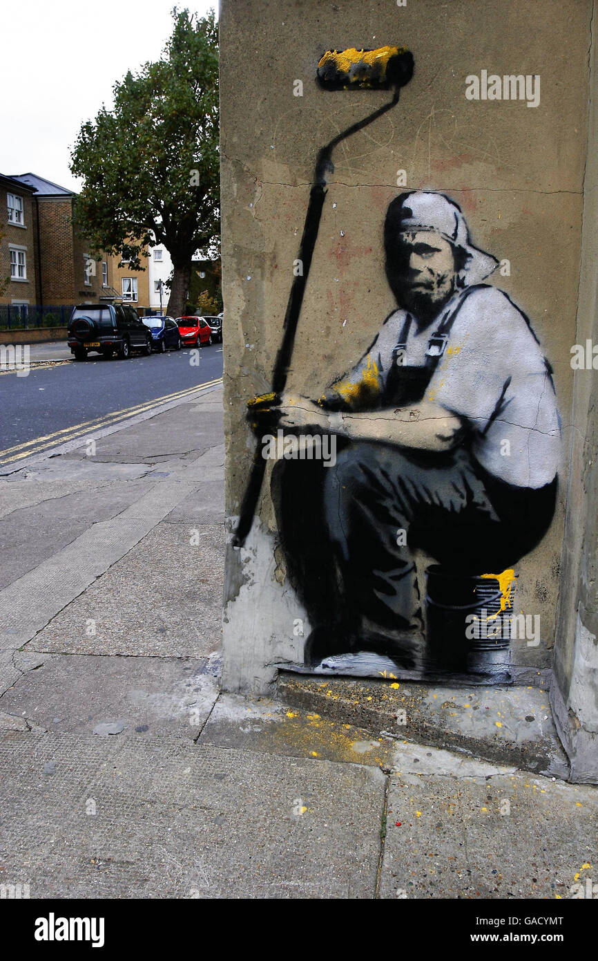 Banksy alléguée est de Londres. Banque D'Images