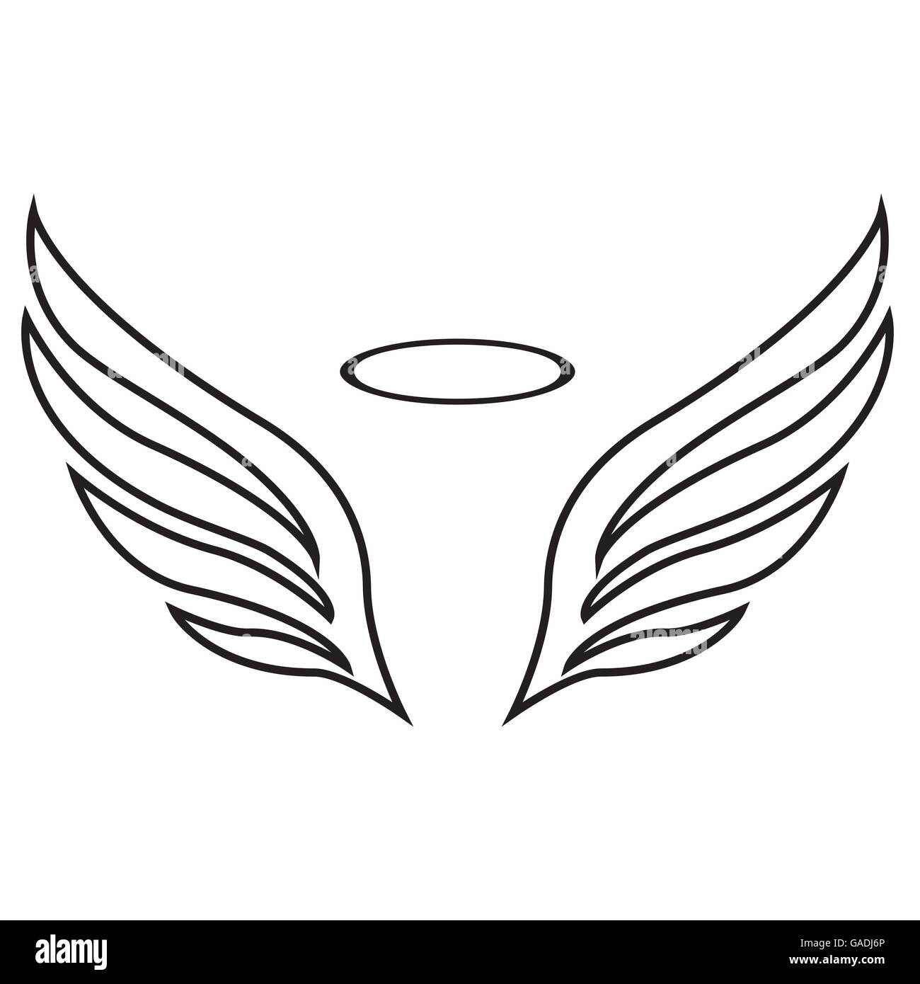 Croquis de vecteur d'ailes d'ange Illustration de Vecteur