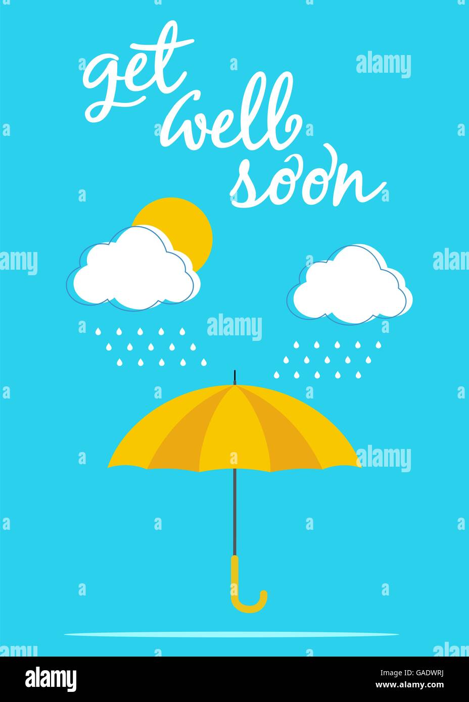 Affiche carte parapluie 'Get Well Soon' Illustration de Vecteur
