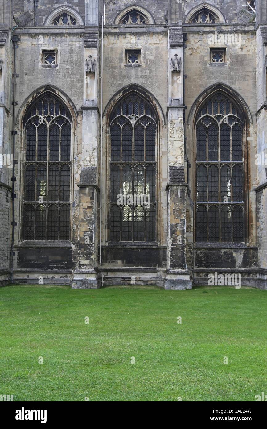 Fenêtres du côté sud de la Cathédrale de Canterbury. Canterbury, Angleterre. Banque D'Images