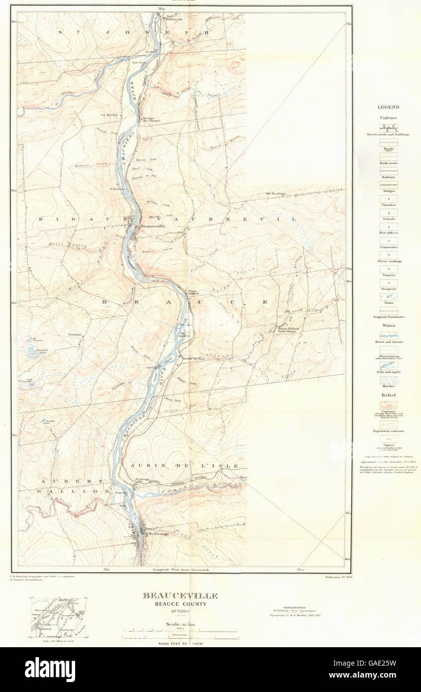CANADA : Beauceville, Beauce, Québec 1921 carte vintage Banque D'Images