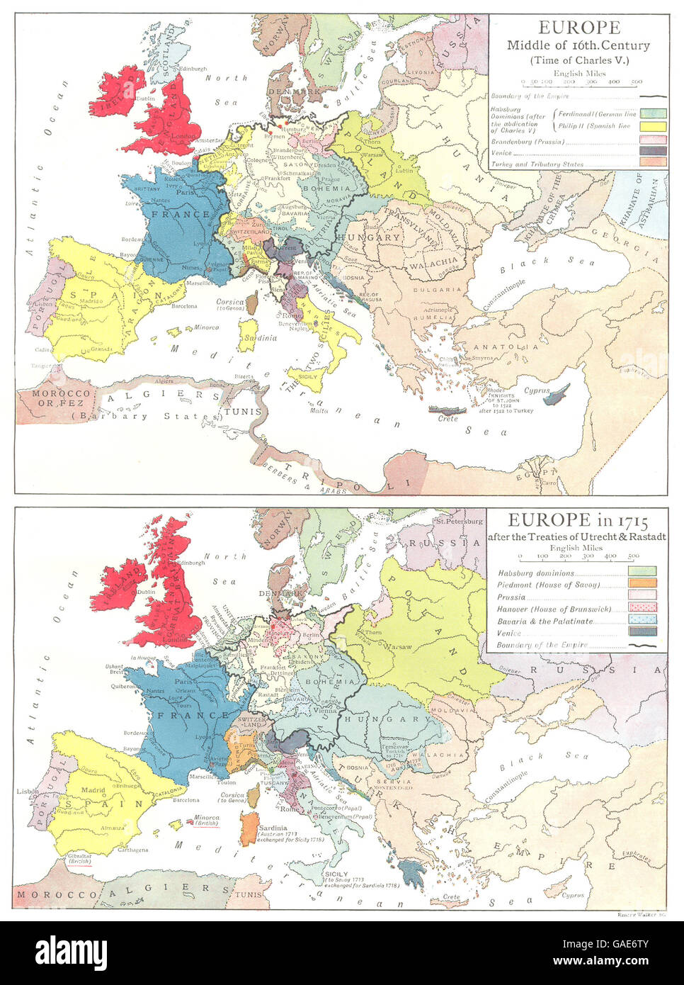 Europe Milieu De 16e Siècle En 1715 Après Utrecht