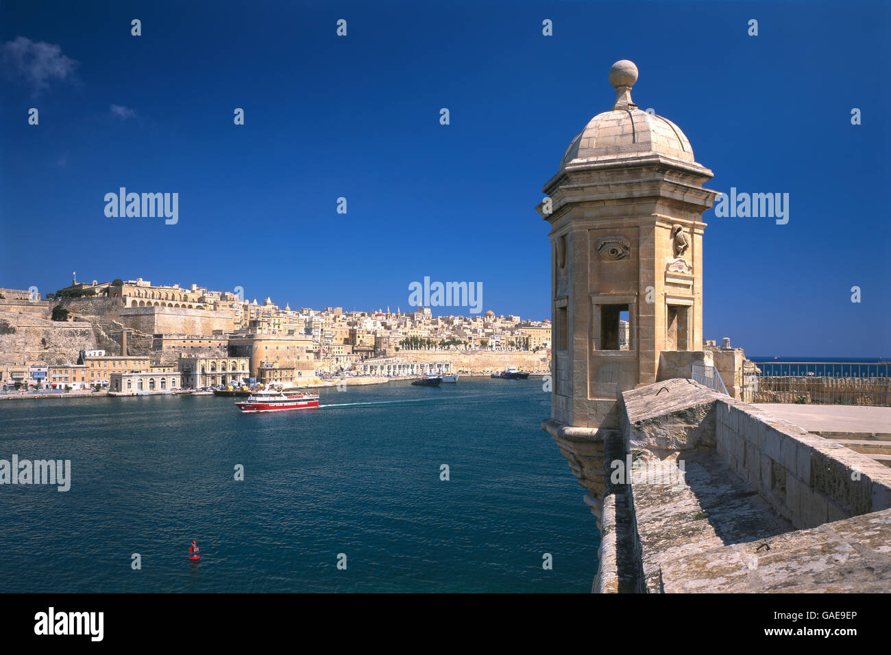 Tour d'observation, Gardjola, vedette, Senglea, surplombant La Valletta, Malta, Europe Banque D'Images