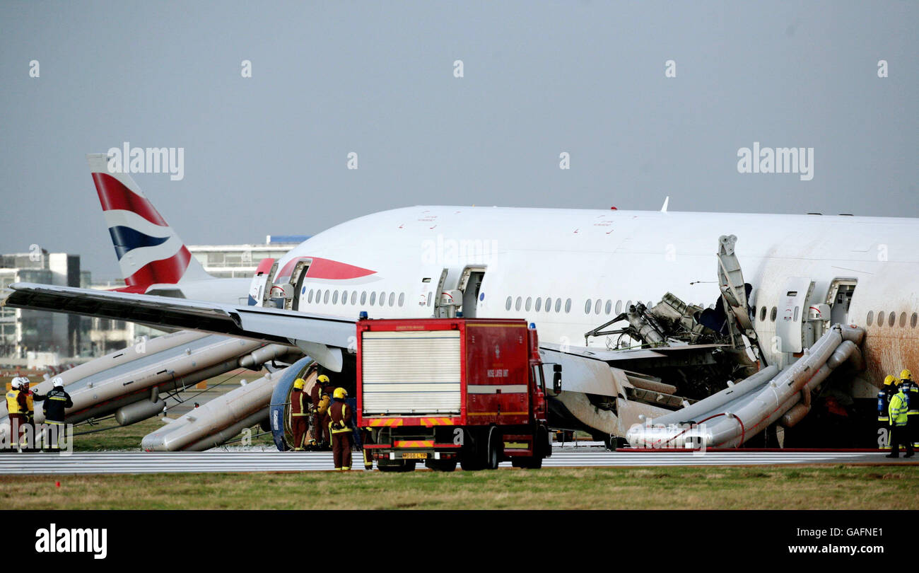 Un Boeing 777 de British Airways qui a atterri à l'aéroport de Heathrow depuis la Chine. Banque D'Images