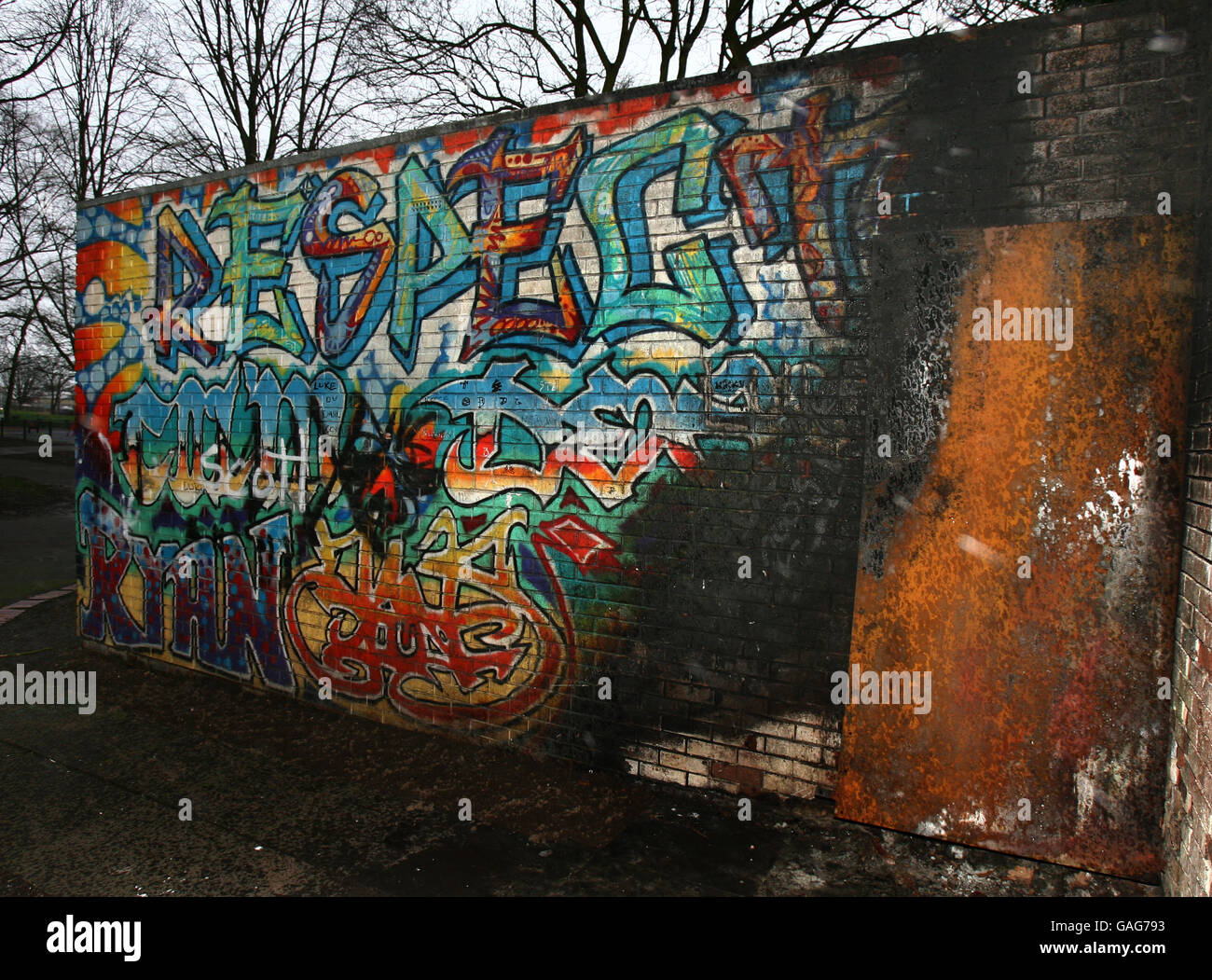 Graffiti à George Rose Park dans la région de Lunt Wolverhampton Banque D'Images