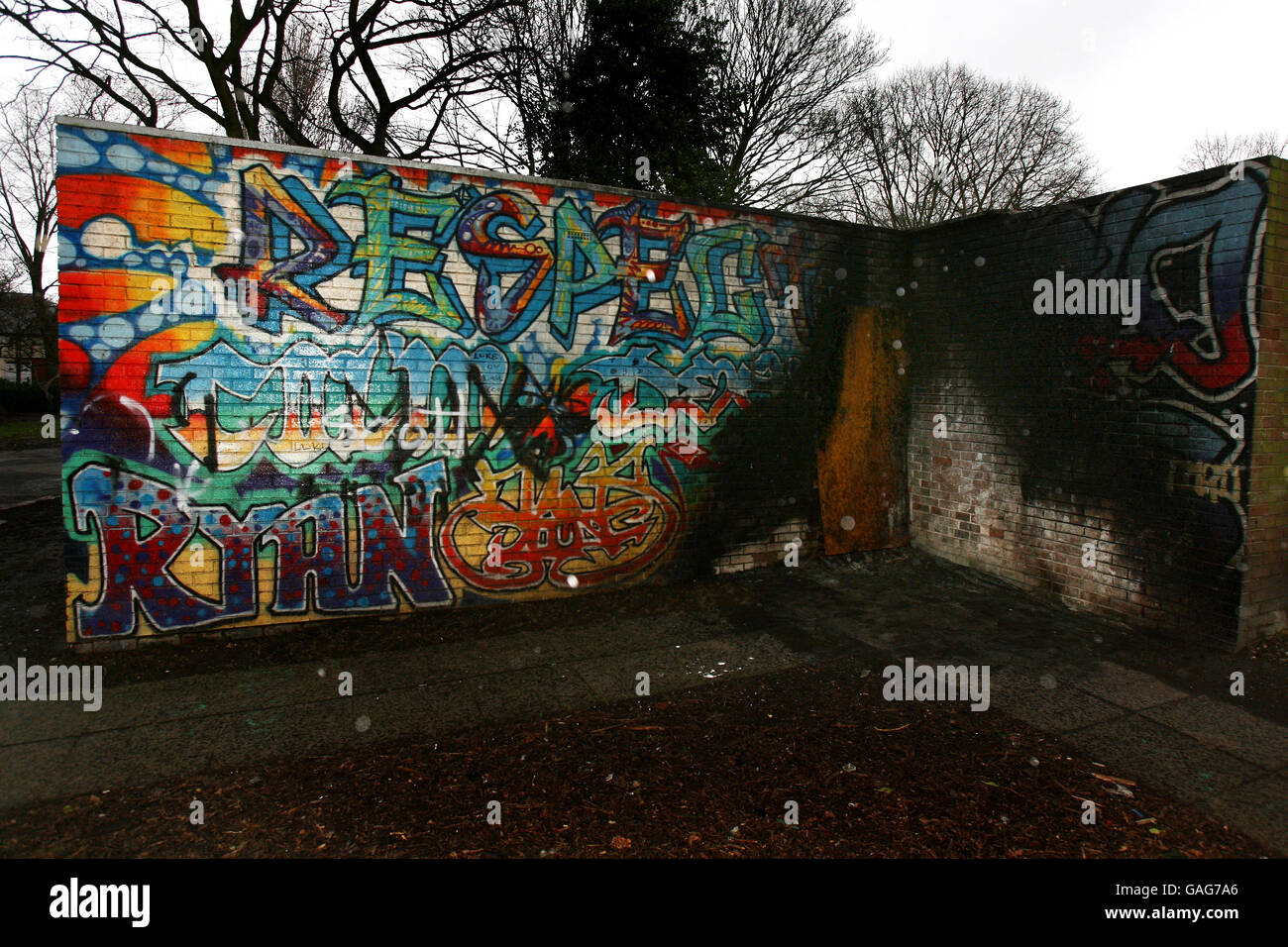 Graffiti à George Rose Park dans la région de Lunt Wolverhampton Banque D'Images