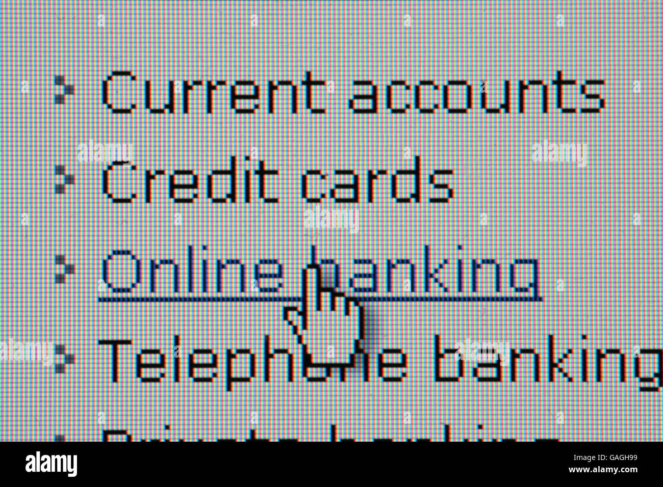 Captures d'écran du site Web. Capture d'écran des services bancaires en ligne. Banque D'Images