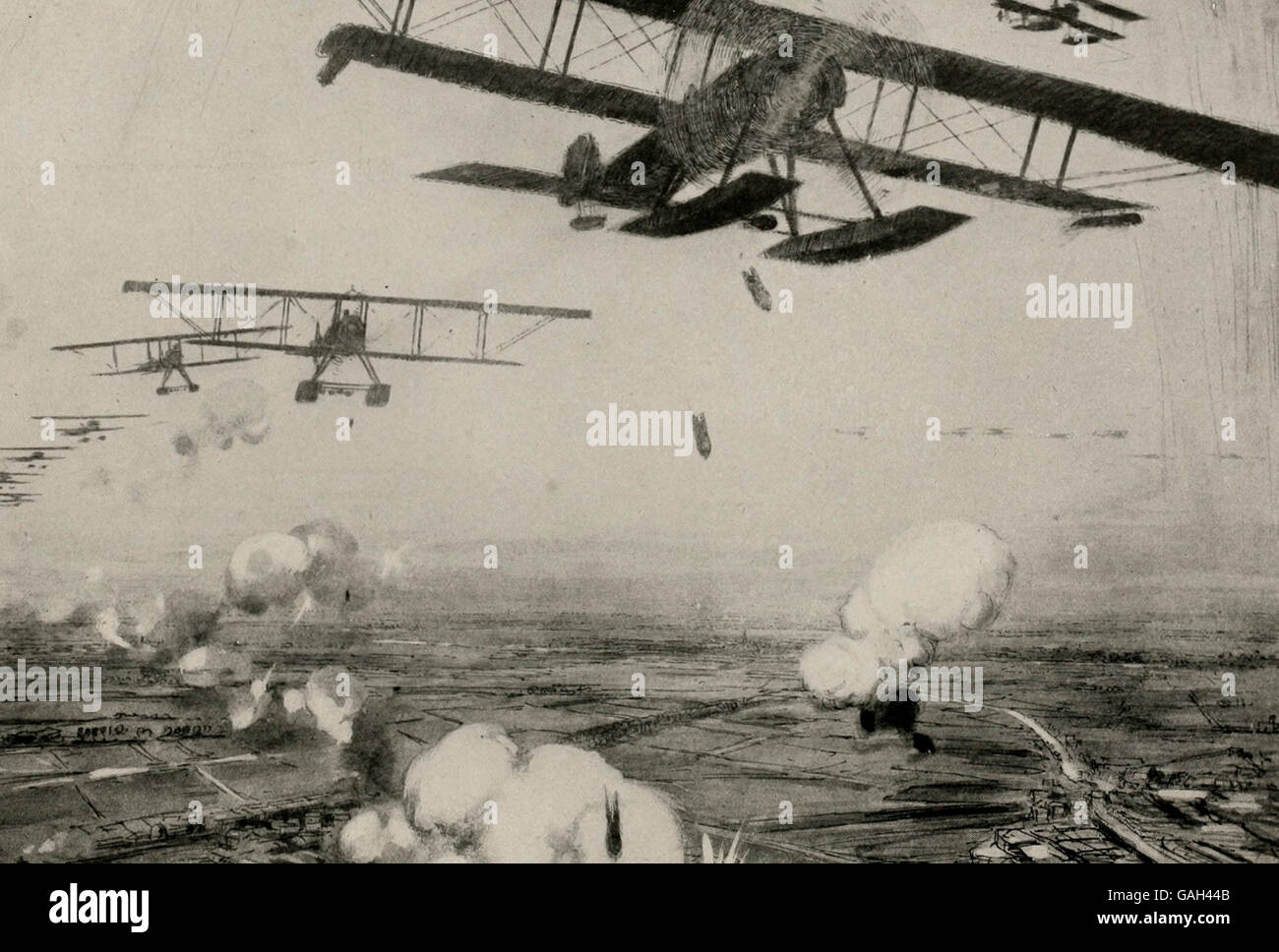 Les bases de l'allemand en Belgique ont attaqué par les aviateurs pendant la Première Guerre mondiale Banque D'Images