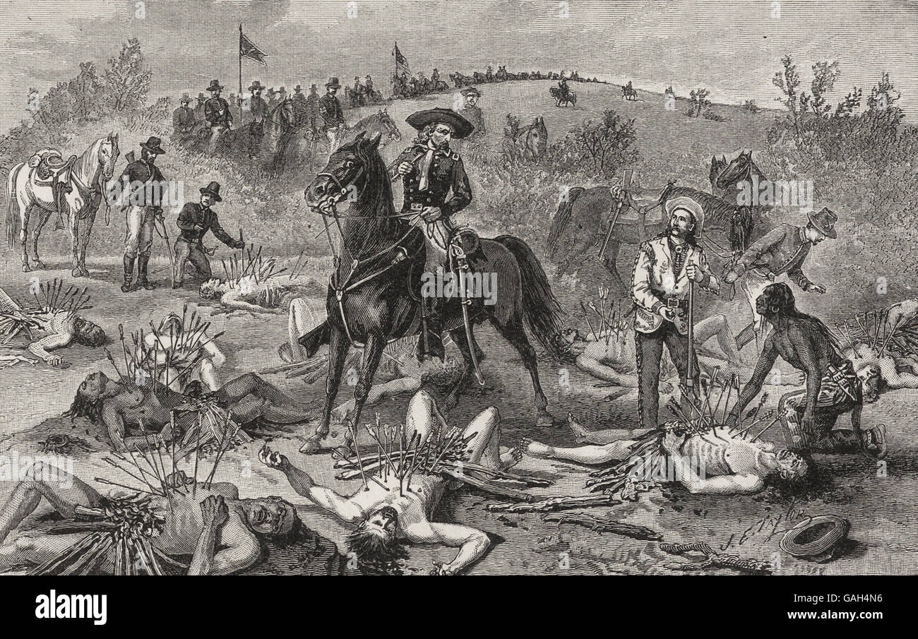 Le sort du lieutenant Kidder et sa commande entière - Découverte de leur corps par le général Custer, 1870, American Indian Wars Banque D'Images