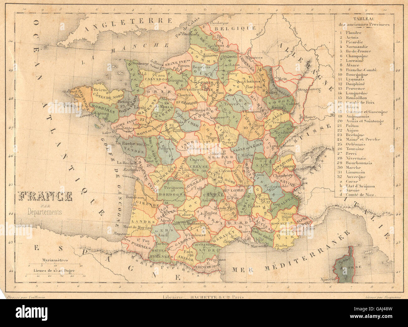 FRANCE : France, 1878 carte antique Banque D'Images
