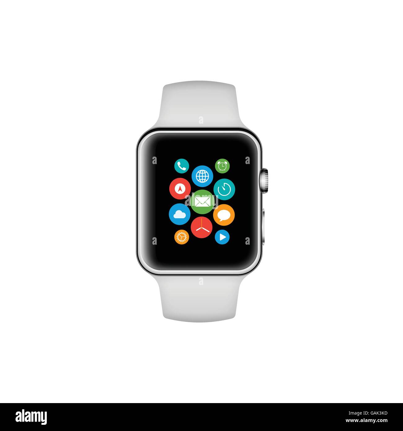Smart watch white avec des icônes vector illustration Illustration de Vecteur