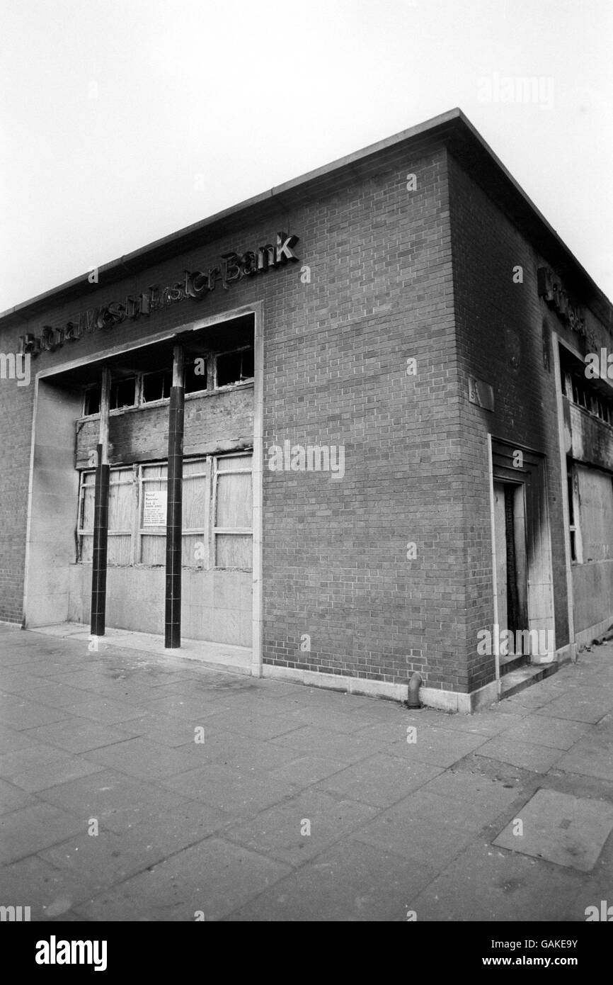 Politique, émeutes de Toxteth. Les séquelles des émeutes de Toxteth à Liverpool. Banque D'Images