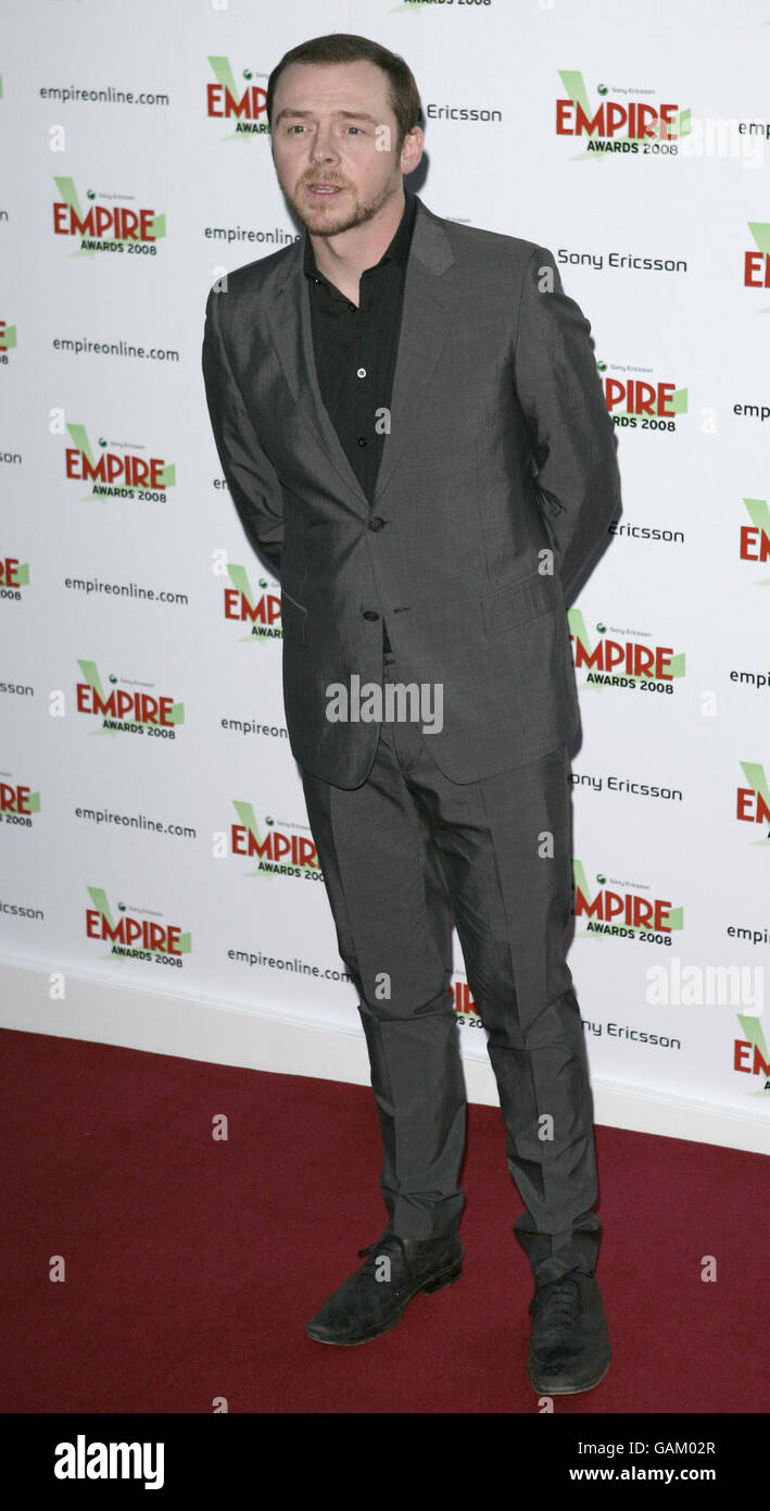 Simon Pegg arrive pour les Empire film Awards 2008 au Grosvenor House Hotel sur Park Lane, dans le centre de Londres. Banque D'Images