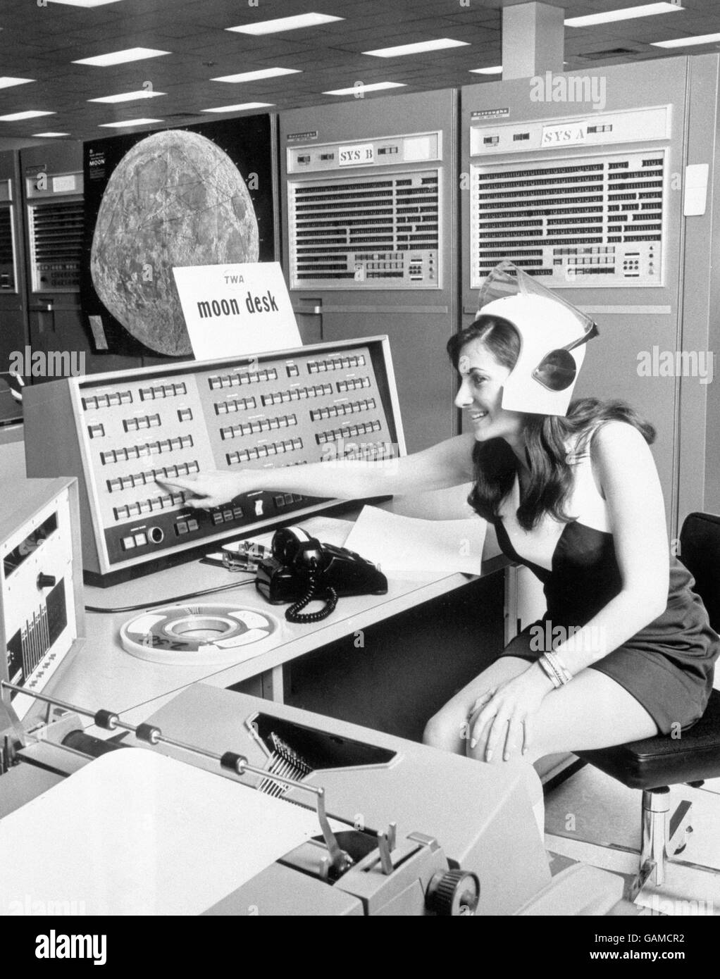 Science et technologie - Opérateur Informatique - Centre de communication de données de la Trans-World Airlines - Rockleigh, New Jersey, USA Banque D'Images