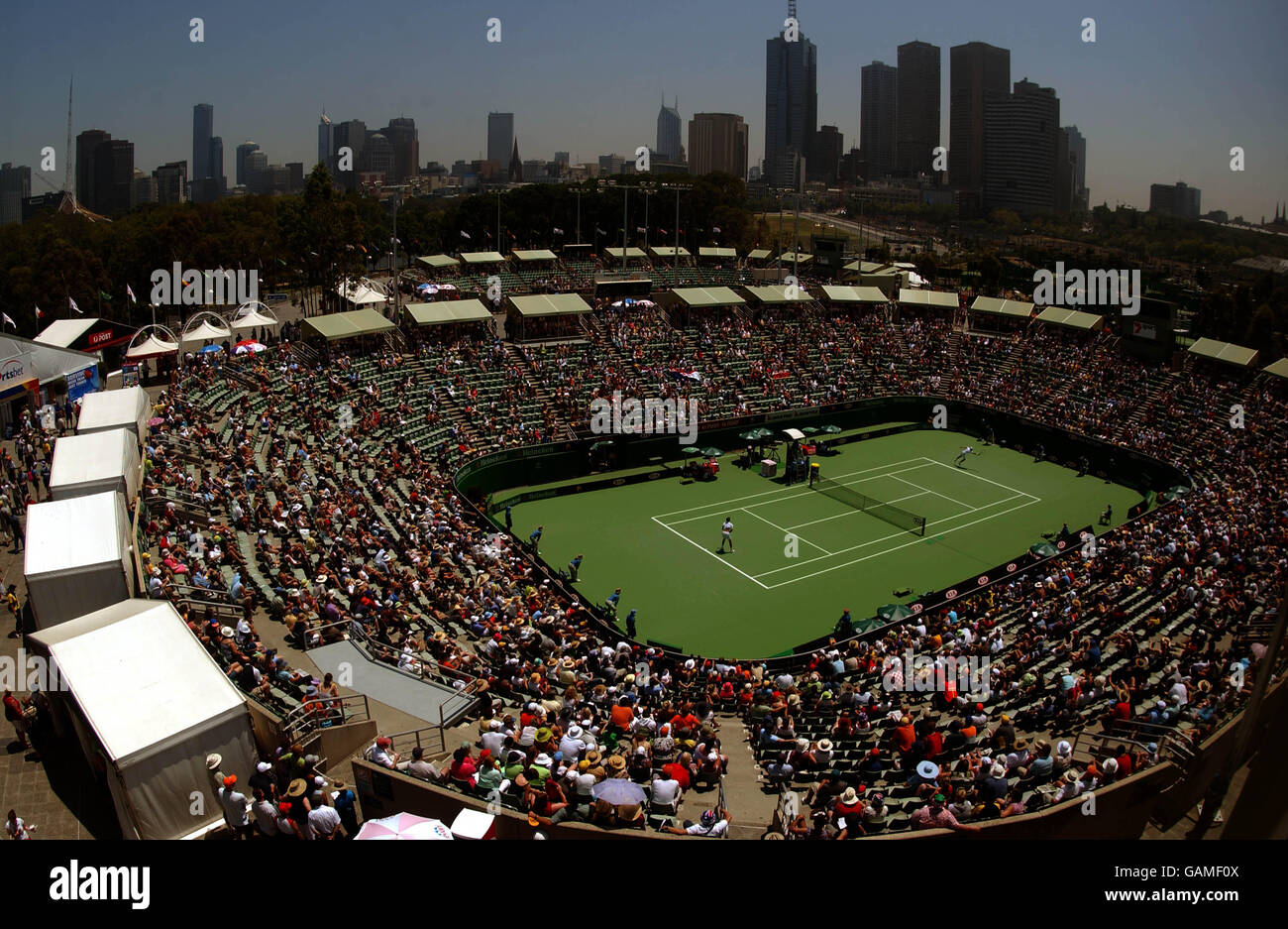 Vue générale de la Margaret court Arena avec Melbourne City en arrière-plan. Banque D'Images