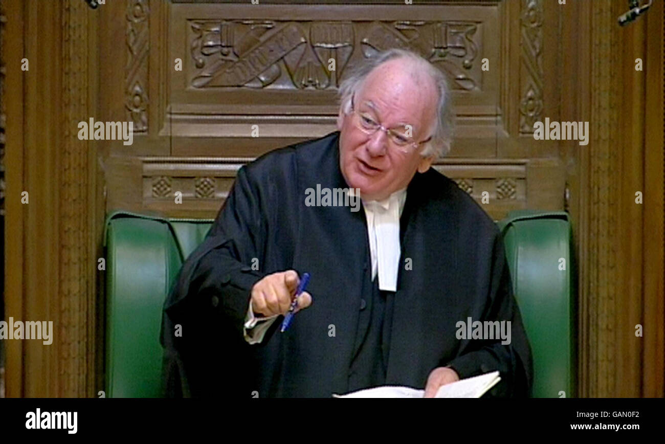 Le Président Michael Martin durant les questions du Premier ministre à la Chambre des communes, à Londres. Banque D'Images
