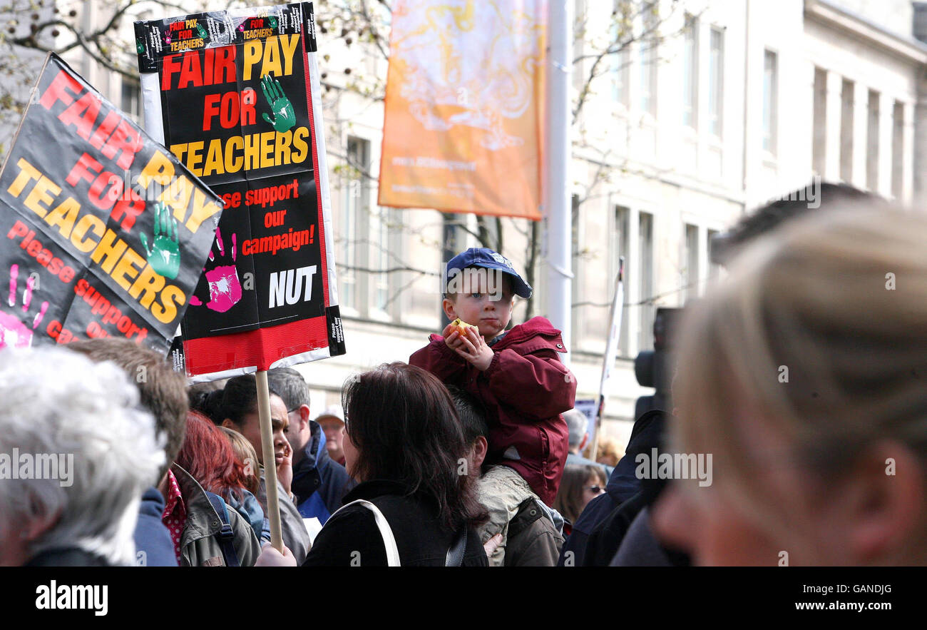 Grève des enseignants. Daniel Coleman à la grève des enseignants à Liverpool. Banque D'Images