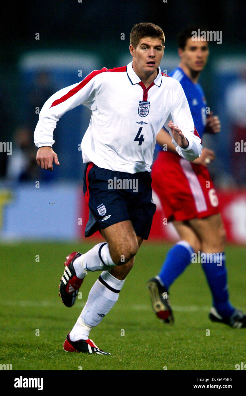 Football - Championnat d'Europe 2004 qualification - Groupe sept - Liechtenstein / Angleterre. Steven Gerrard, Angleterre Banque D'Images