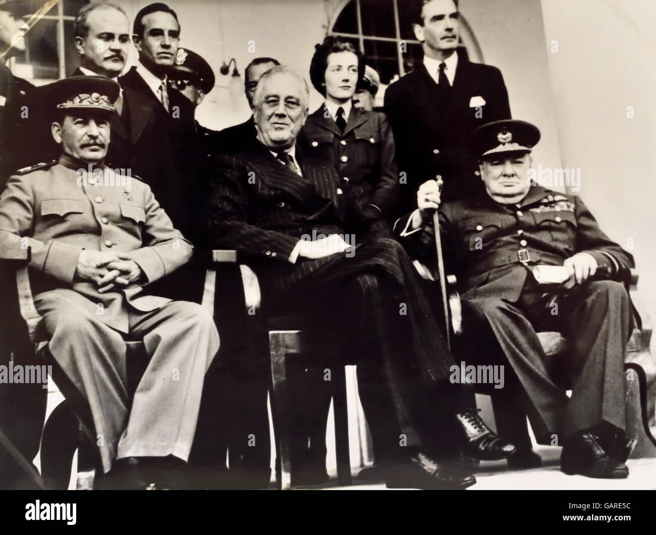 La Conférence de Téhéran (nom de Eureka) a été une réunion de stratégie de Joseph Staline, Franklin D. Roosevelt et Winston Churchill, du 28 novembre au 1 décembre 1943. Il a eu lieu à l'ambassade de l'Union soviétique à Téhéran, Iran. Banque D'Images