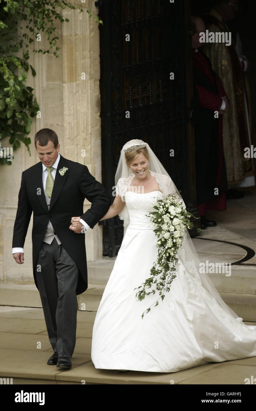 Image - Peter Phillips et l'automne Kelly Mariage - La Chapelle St George, le château de Windsor Banque D'Images