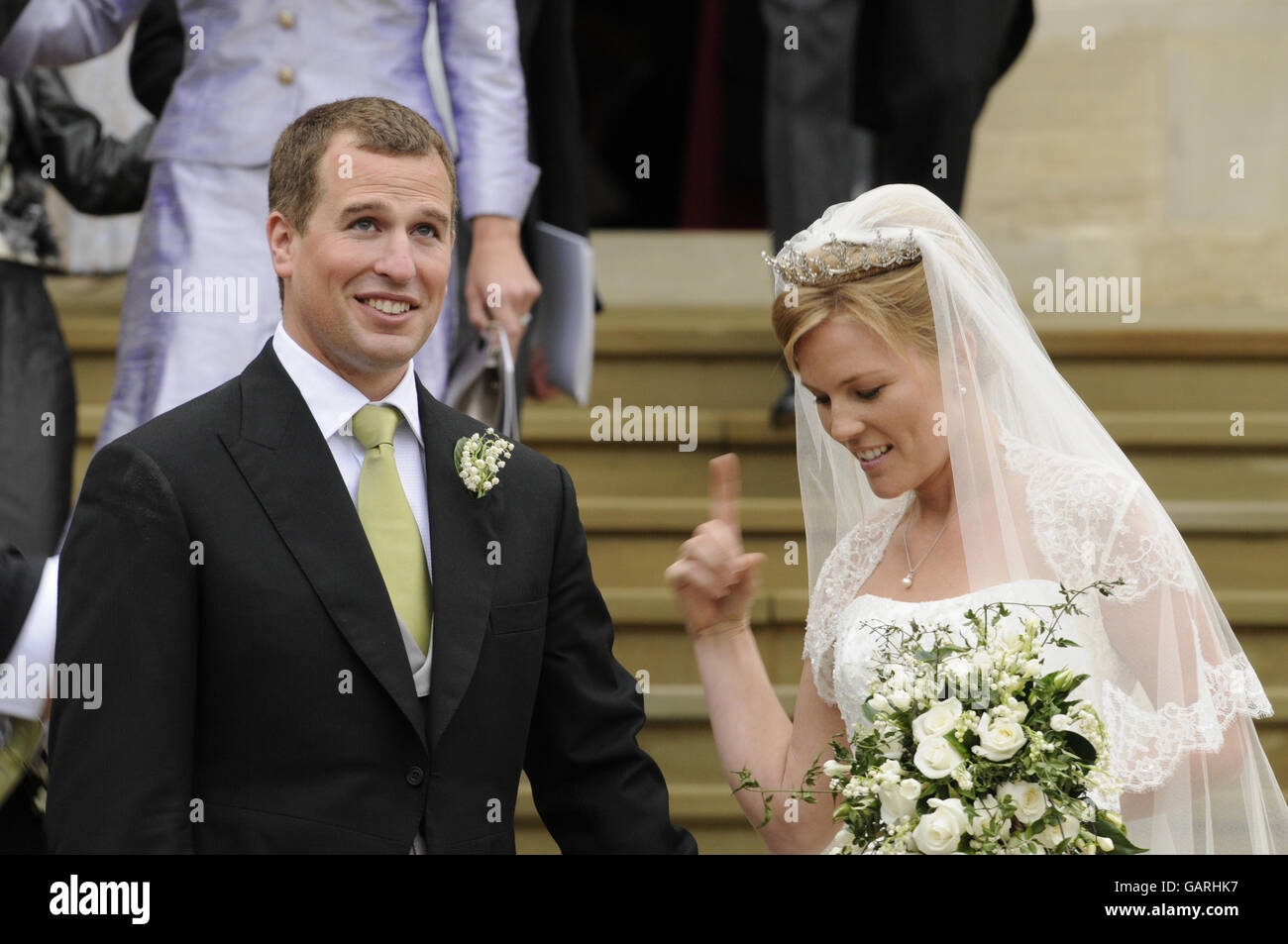 Image - Peter Phillips et l'automne Kelly Mariage - La Chapelle St George, le château de Windsor Banque D'Images