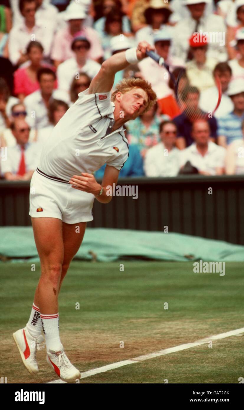 German tennis player Boris Becker, during a warm-up before a men's