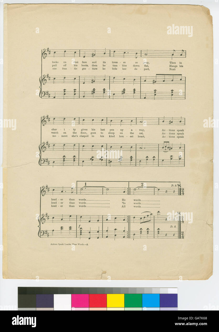 Une déclaration soulignant l'importance des actions par rapport aux promesses verbales, soulignant le pouvoir des actions dans la communication et l'influence. Banque D'Images