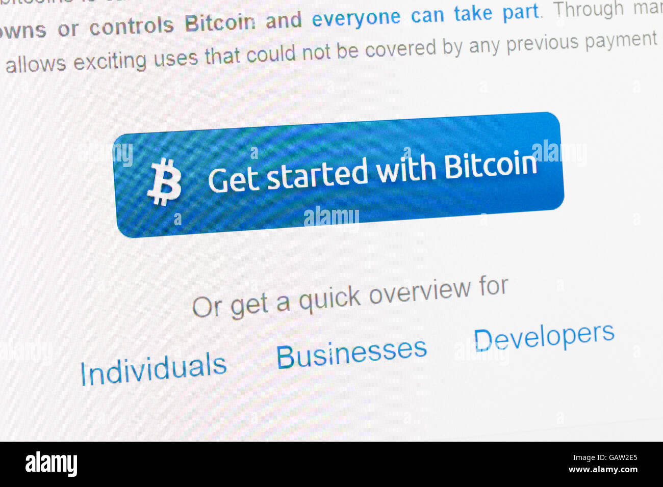Capture d'écran du site web de Bitcoin Banque D'Images
