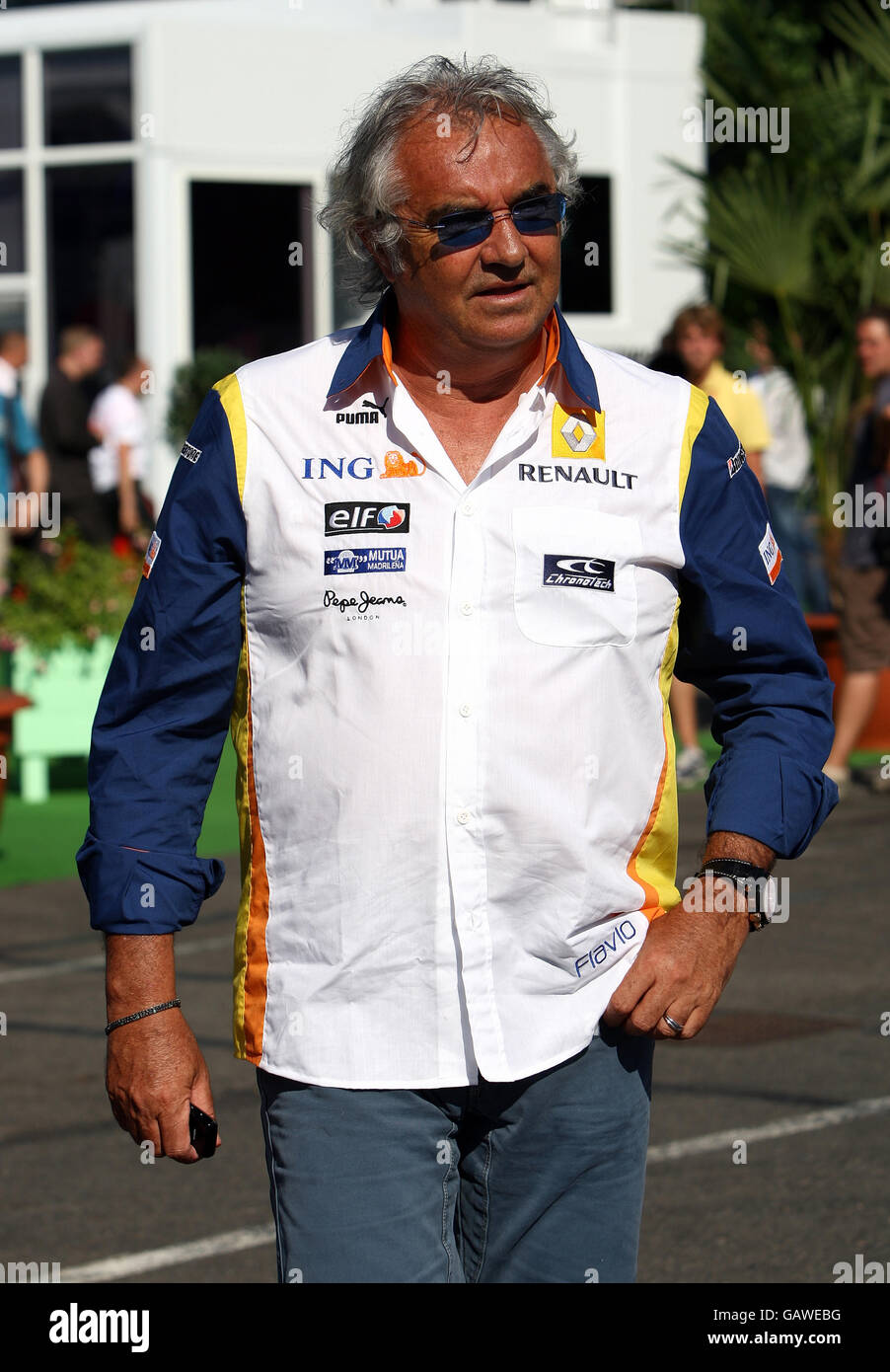 Course automobile Formula One - Grand Prix de France - qualification - Magny cours.Flavio Briatore - Directeur général de Renault pendant le Grand Prix de Magny-cours, Nevers, France. Banque D'Images