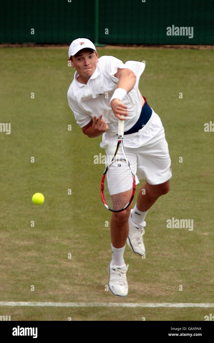 Andreas Beck en Allemagne lors des championnats de Wimbledon 2008 au All England tennis Club de Wimbledon. Banque D'Images