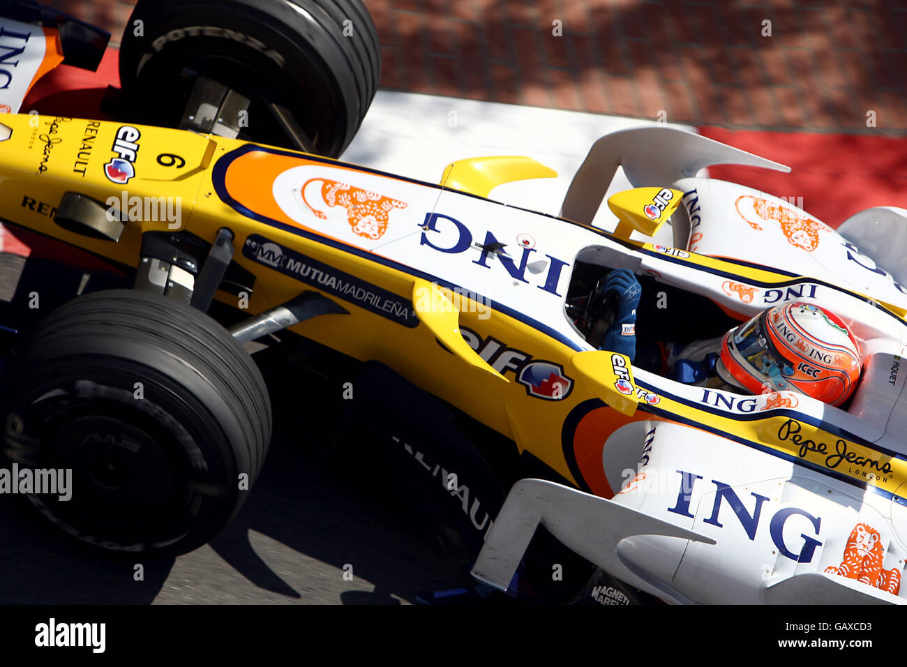 Fernando Alonso de Renault lors de la pratique du jeudi pour le Grand Prix de Monaco, Monaco Banque D'Images