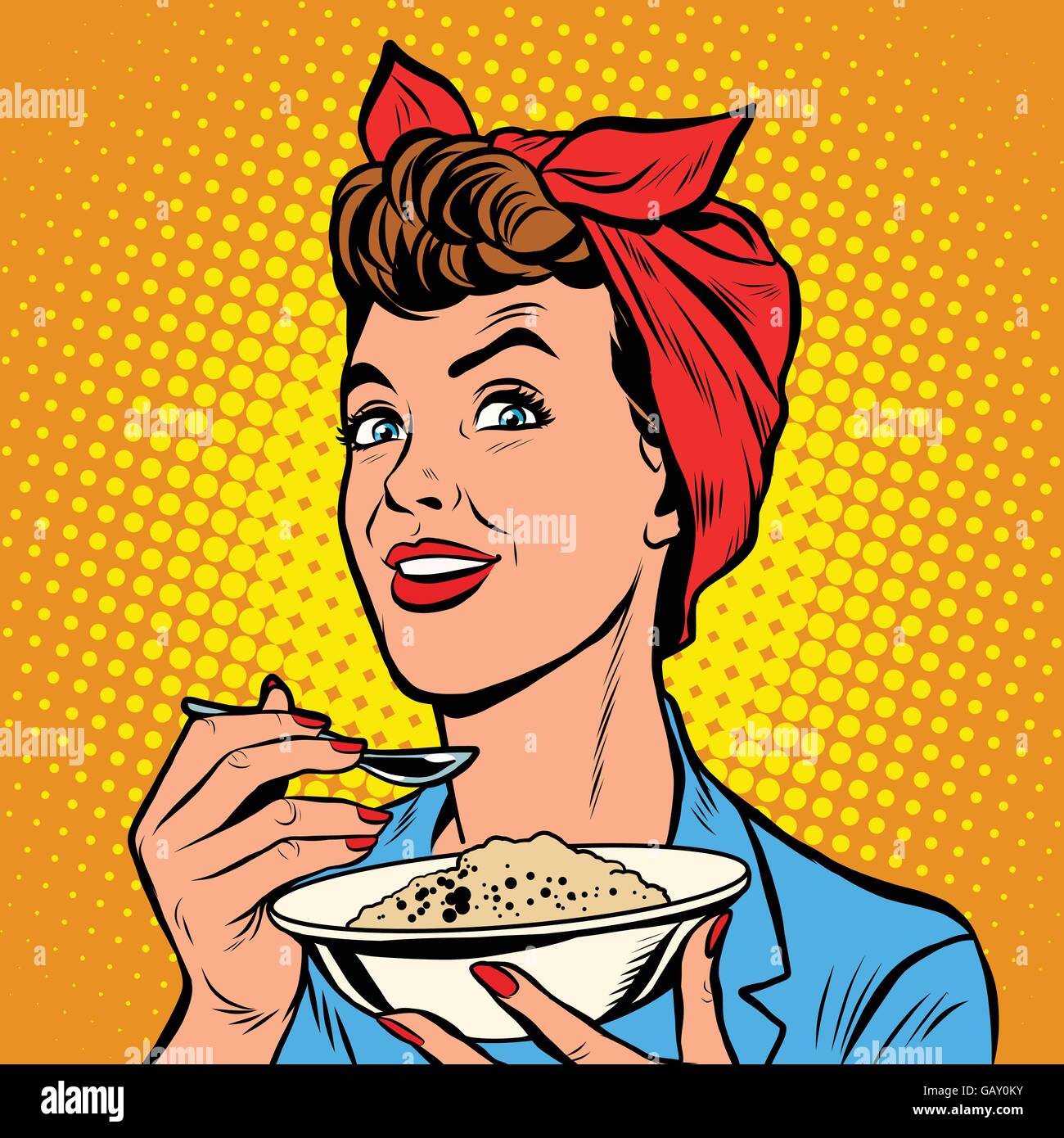Femme avec bol de céréales délicieux Illustration de Vecteur